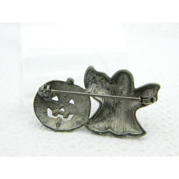Vintage Halloween Black Ghost Enamel Pumpkin Darlene Group Pin Brooch - Picture 4 of 4
